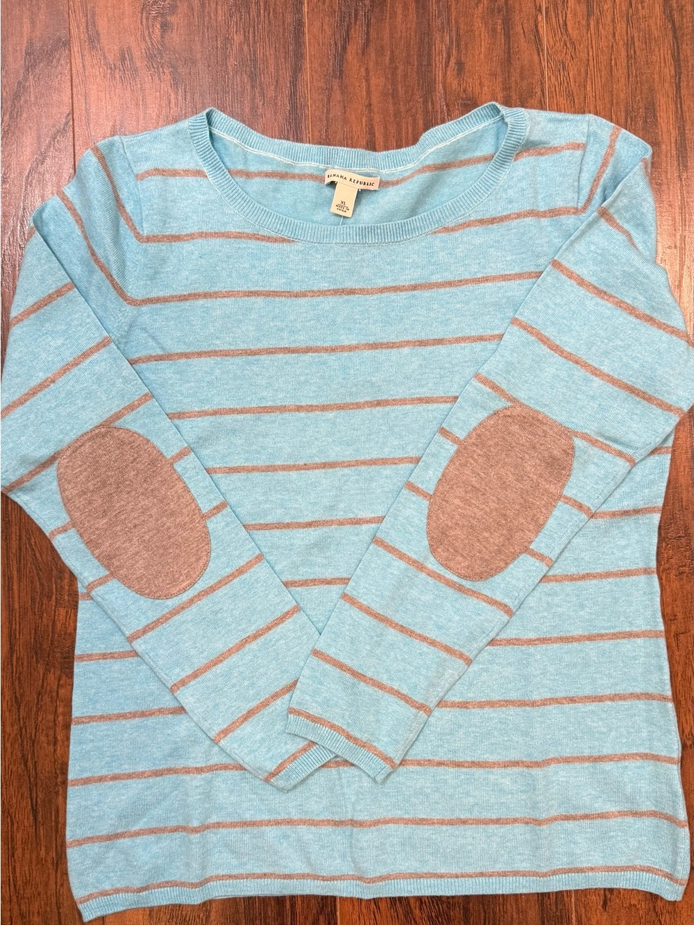 Banana Republic Striped Sweater with Elbow Patches XL